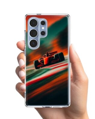 Etui do Samsung Galaxy S25 Ultra z MagSafe przeźroczyste, silikonowe Flexi, Szybkie Auta, Wyścig F1