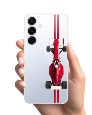 Etui do Samsung Galaxy S25 przeźroczyste, silikonowe Flexi, Szybkie Auta, czerwone F1
