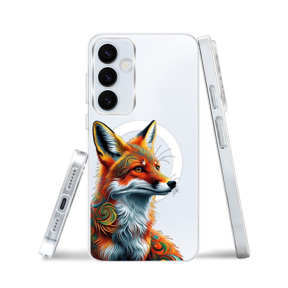Etui do Samsung Galaxy A55 5G z MagSafe przeźroczyste, silikonowe Flexi, Dzika Mandala, Twarz lisa - obrazek 3