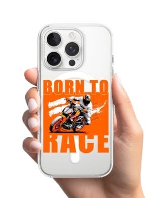 Etui do iPhone 16 Pro z MagSafe przeźroczyste, silikonowe Flexi, Bikers, Ścigacz