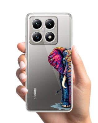 Etui do Xiaomi 14T Pro przeźroczyste, silikonowe Flexi, Dzika Mandala, Słoń