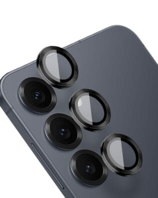 Metalowa osłona obiektywu aparatu ze szkła hartowanego 9H do Samsung Galaxy S25, 1 zestaw, czarna