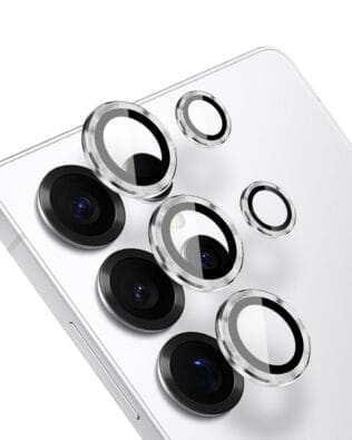 Metalowa osłona obiektywu aparatu ze szkła hartowanego 9H do Samsung Galaxy S25 Ultra, 1 zestaw, srebrna