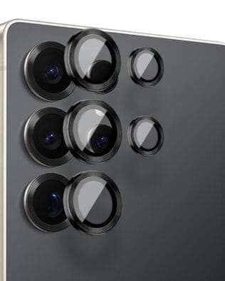 Metalowa osłona obiektywu aparatu ze szkła hartowanego 9H do Samsung Galaxy S25 Ultra, 1 zestaw, czarna