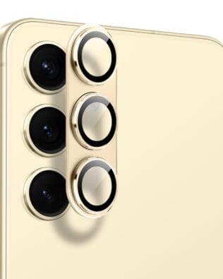 Metalowa osłona na cały aparat z wbudowanymi szkłami do Samsung S24 Plus, złota