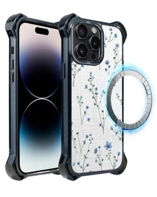 Etui iPhone 14 Pro Max IBIZU DropGuard Ultra z MagSafe, Pastel Bloom, Niebieski sen