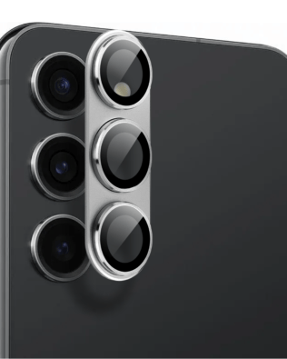 Metalowa osłona na cały aparat z wbudowanymi szkłami do Samsung S23 Plus, srebrna