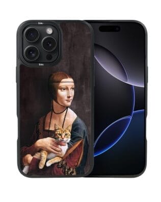 Etui do iPhone 16 Pro IBIZU DropGuard Matt z MagSafe, Leonardo Da Vinci, dama z kotem