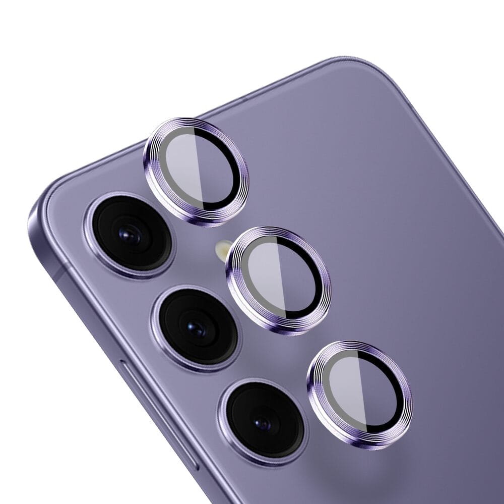 Metalowa osłona obiektywu aparatu ze szkła hartowanego 9H do Samsung Galaxy S24, 1 zestaw, fioletowa