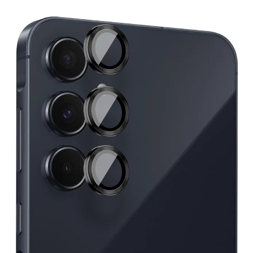 Metalowa osłona obiektywu aparatu ze szkła hartowanego 9H do Samsung Galaxy A35, 1 zestaw, czarna - obrazek 2