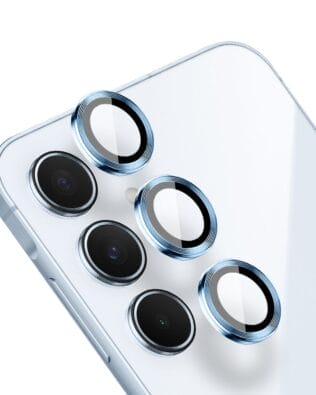 Metalowa osłona obiektywu aparatu ze szkła hartowanego 9H do Samsung Galaxy A55, 1 zestaw, niebieska