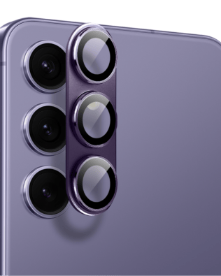 Metalowa osłona na cały aparat z wbudowanymi szkłami do Samsung S24, fioletowa