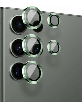 Metalowa osłona obiektywu aparatu ze szkła hartowanego 9H do Samsung Galaxy S23 Ultra, 1 zestaw, zielona