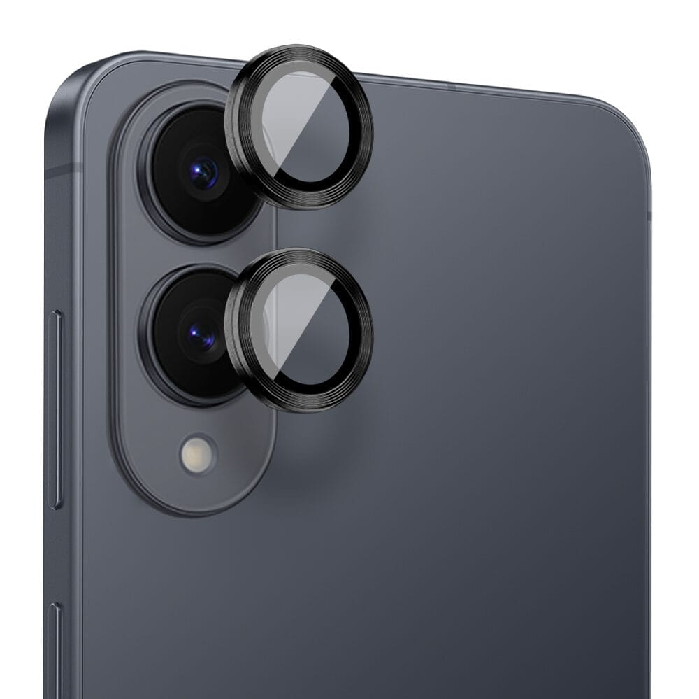 Metalowa osłona obiektywu aparatu ze szkła hartowanego 9H do Samsung Galaxy S25 Edge, 1 zestaw, czarna - obrazek 2