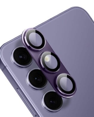 Metalowa osłona na cały aparat z wbudowanymi szkłami do Samsung S24, fioletowa