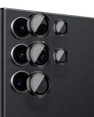 Metalowa osłona obiektywu aparatu ze szkła hartowanego 9H do Samsung Galaxy S23 Ultra, 1 zestaw, czarna