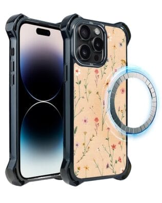 Etui iPhone 14 Pro Max IBIZU DropGuard Ultra z MagSafe, Pastel Bloom, Koralowa łąka