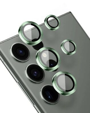 Metalowa osłona obiektywu aparatu ze szkła hartowanego 9H do Samsung Galaxy S23 Ultra, 1 zestaw, zielona