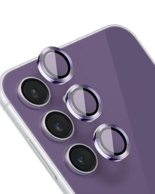 Metalowa osłona obiektywu aparatu ze szkła hartowanego 9H do Samsung Galaxy S23 FE, 1 zestaw, fioletowa