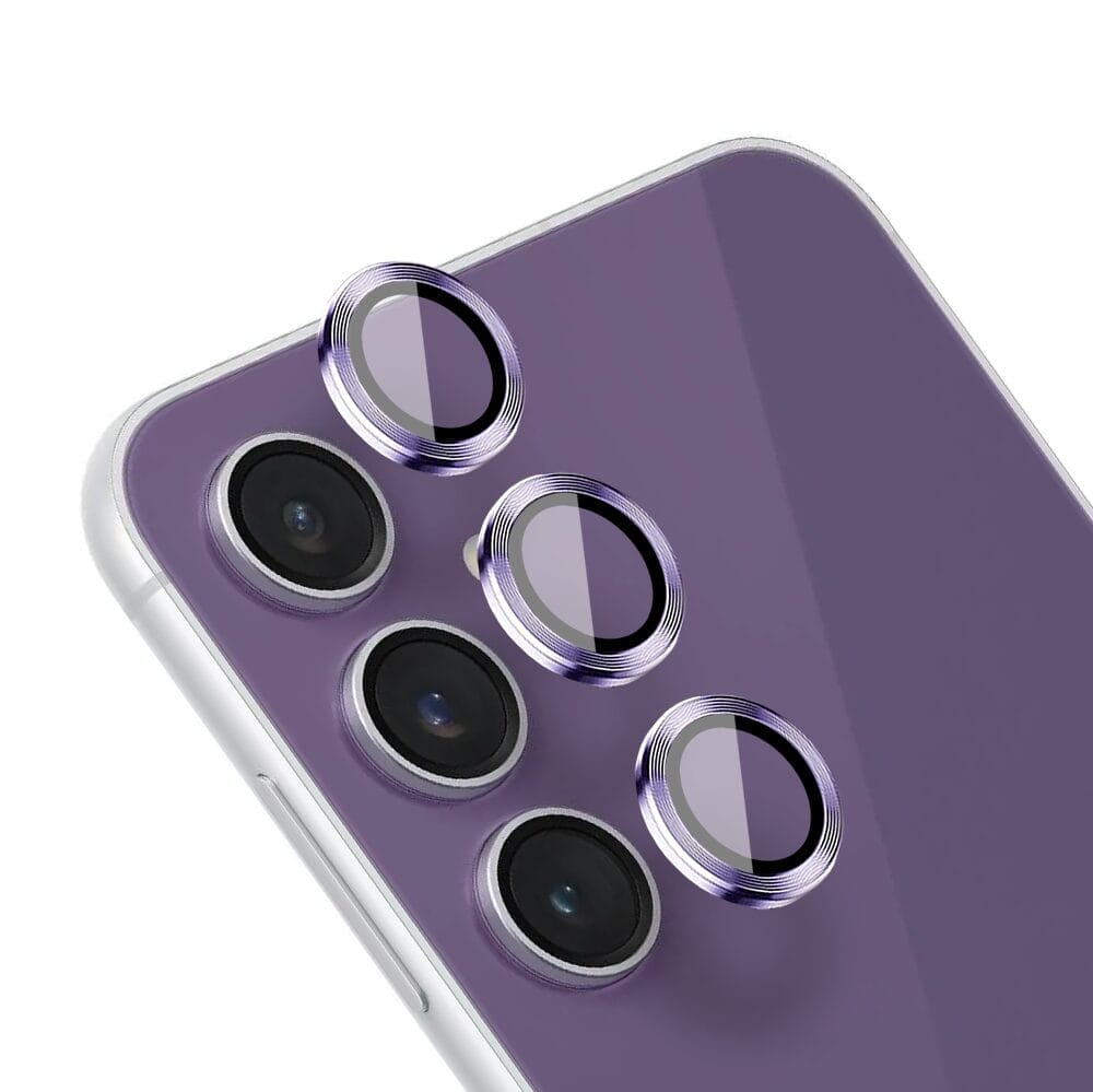 Metalowa osłona obiektywu aparatu ze szkła hartowanego 9H do Samsung Galaxy S23 FE, 1 zestaw, fioletowa