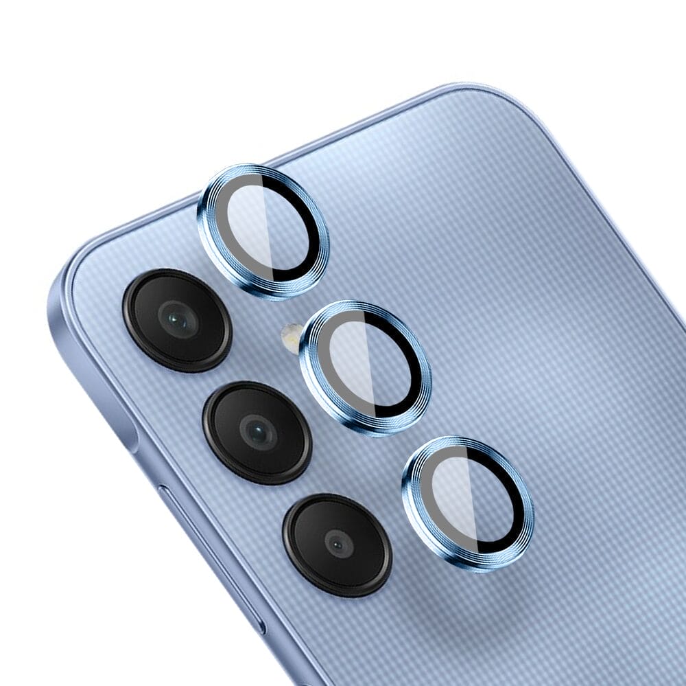 Metalowa osłona obiektywu aparatu ze szkła hartowanego 9H do Samsung Galaxy A25, 1 zestaw, niebieska