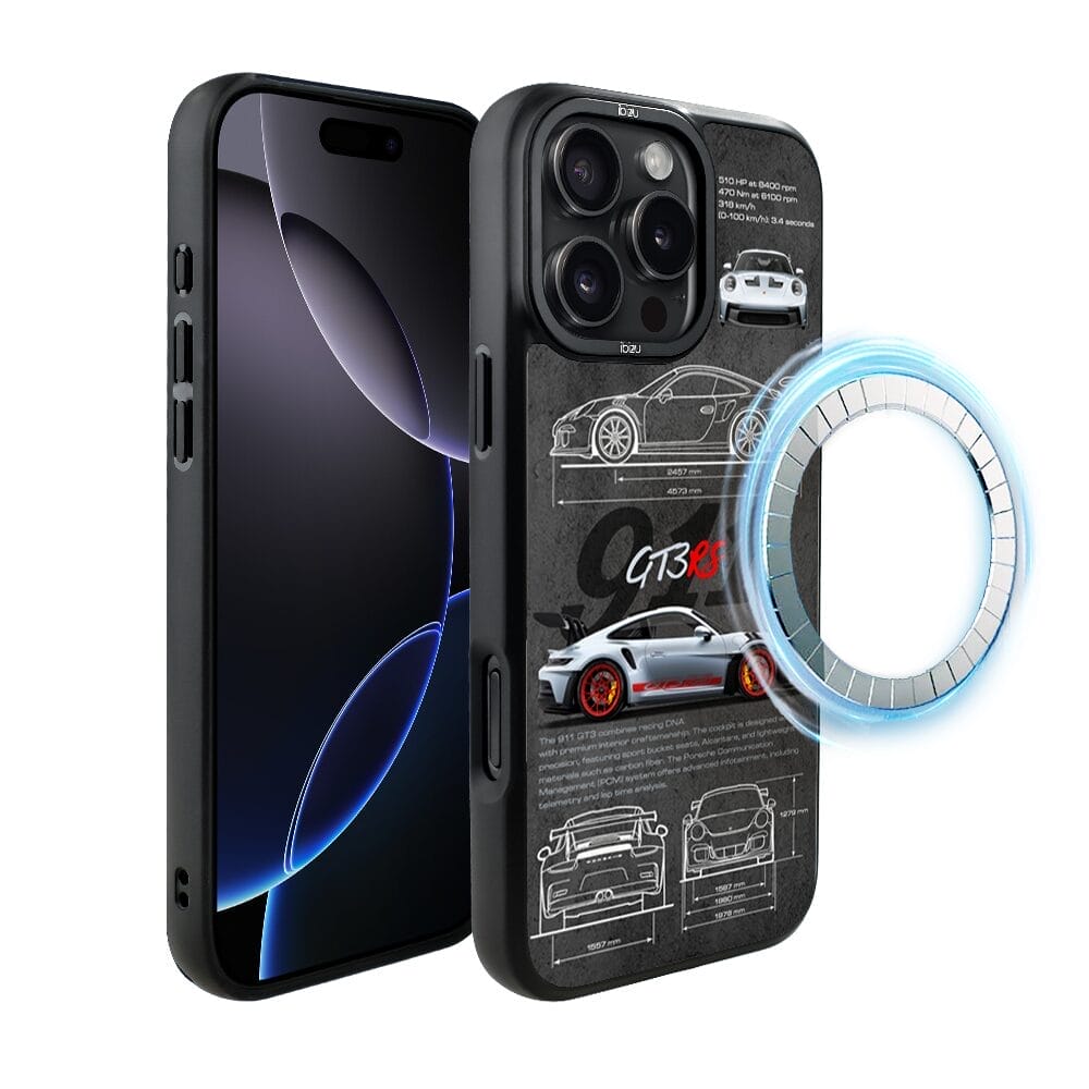 Etui do iPhone 16 Pro IBIZU DropGuard Matt z MagSafe, TechDrive, 911 GT3 RS