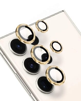 Metalowa osłona obiektywu aparatu ze szkła hartowanego 9H do Samsung Galaxy S23 Ultra, 1 zestaw, złota