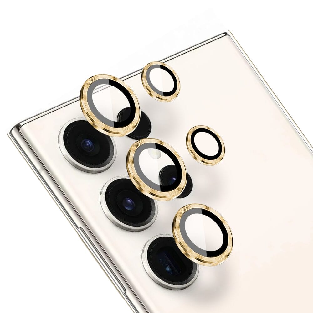 Metalowa osłona obiektywu aparatu ze szkła hartowanego 9H do Samsung Galaxy S23 Ultra, 1 zestaw, złota