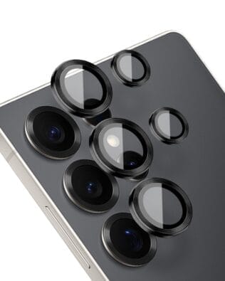 Metalowa osłona obiektywu aparatu ze szkła hartowanego 9H do Samsung Galaxy S25 Ultra, 1 zestaw, czarna