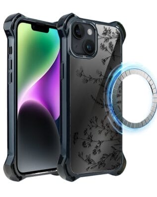 Etui do iPhone 14 Plus IBIZU DropGuard Ultra z MagSafe, Midnight, Dotyk kwiatów