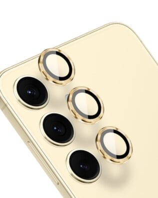 Metalowa osłona obiektywu aparatu ze szkła hartowanego 9H do Samsung Galaxy S24 FE, 1 zestaw, złote