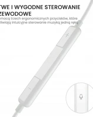 Słuchawki USB typ C, douszne z mikrofonem i sterowaniem, białe