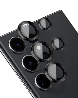 Metalowa osłona obiektywu aparatu ze szkła hartowanego 9H do Samsung Galaxy S23 Ultra, 1 zestaw, czarna