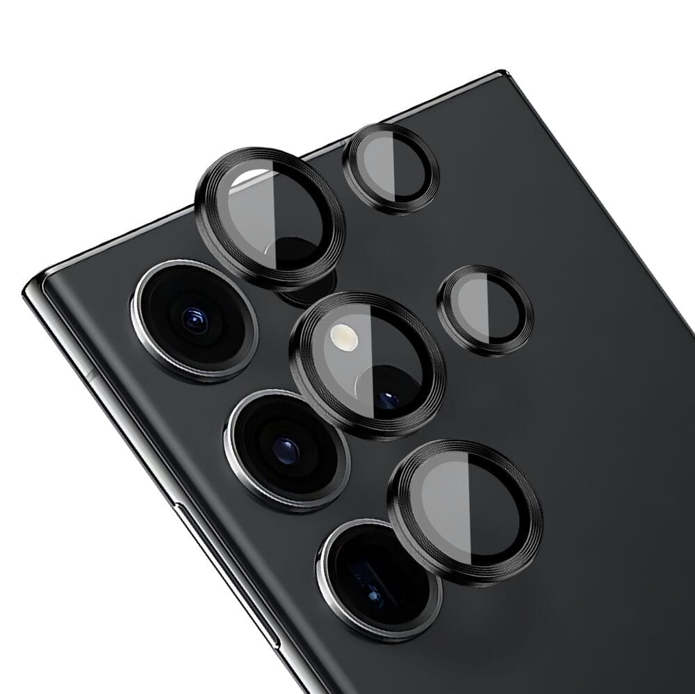 Metalowa osłona obiektywu aparatu ze szkła hartowanego 9H do Samsung Galaxy S23 Ultra, 1 zestaw, czarna