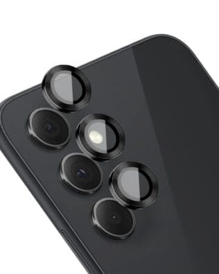 Metalowa osłona obiektywu aparatu ze szkła hartowanego 9H do Samsung Galaxy A54, 1 zestaw, czarna