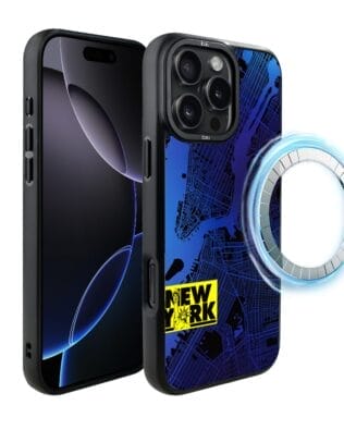 Etui do iPhone 16 Pro Max IBIZU DropGuard Matt z MagSafe, Mapy Świata, New York