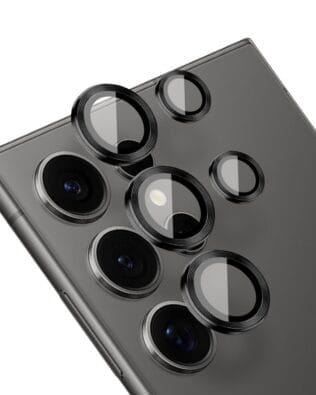 Metalowa osłona obiektywu aparatu ze szkła hartowanego 9H do Samsung Galaxy S24 Ultra, 1 zestaw, czarna