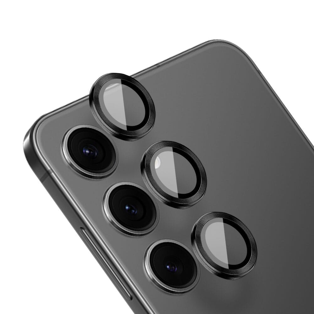 Metalowa osłona obiektywu aparatu ze szkła hartowanego 9H do Samsung Galaxy S24, 1 zestaw, czarna