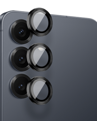 Metalowa osłona obiektywu aparatu ze szkła hartowanego 9H do Samsung Galaxy S25, 1 zestaw, czarna