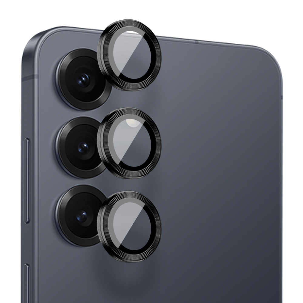 Metalowa osłona obiektywu aparatu ze szkła hartowanego 9H do Samsung Galaxy S25, 1 zestaw, czarna - obrazek 2