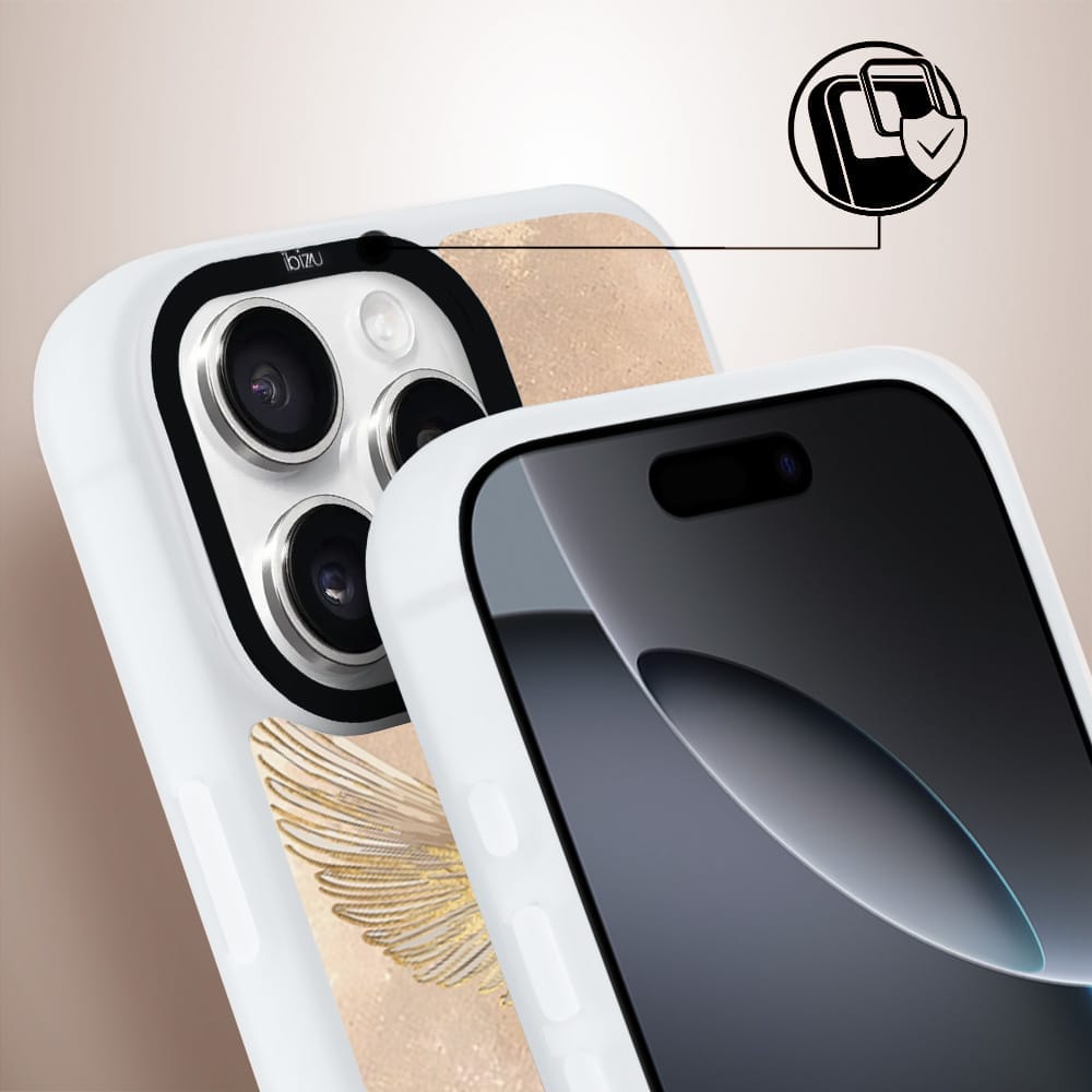Etui do iPhone 16 Pro Max IBIZU DropGuard Matt z MagSafe, Boho, Złote żurawie - obrazek 3