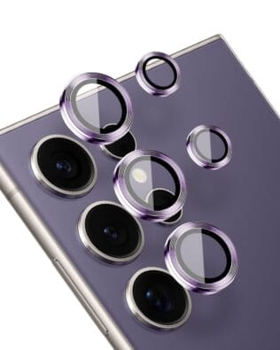 Metalowa osłona obiektywu aparatu ze szkła hartowanego 9H do Samsung Galaxy S24 Ultra, 1 zestaw, fioletowa