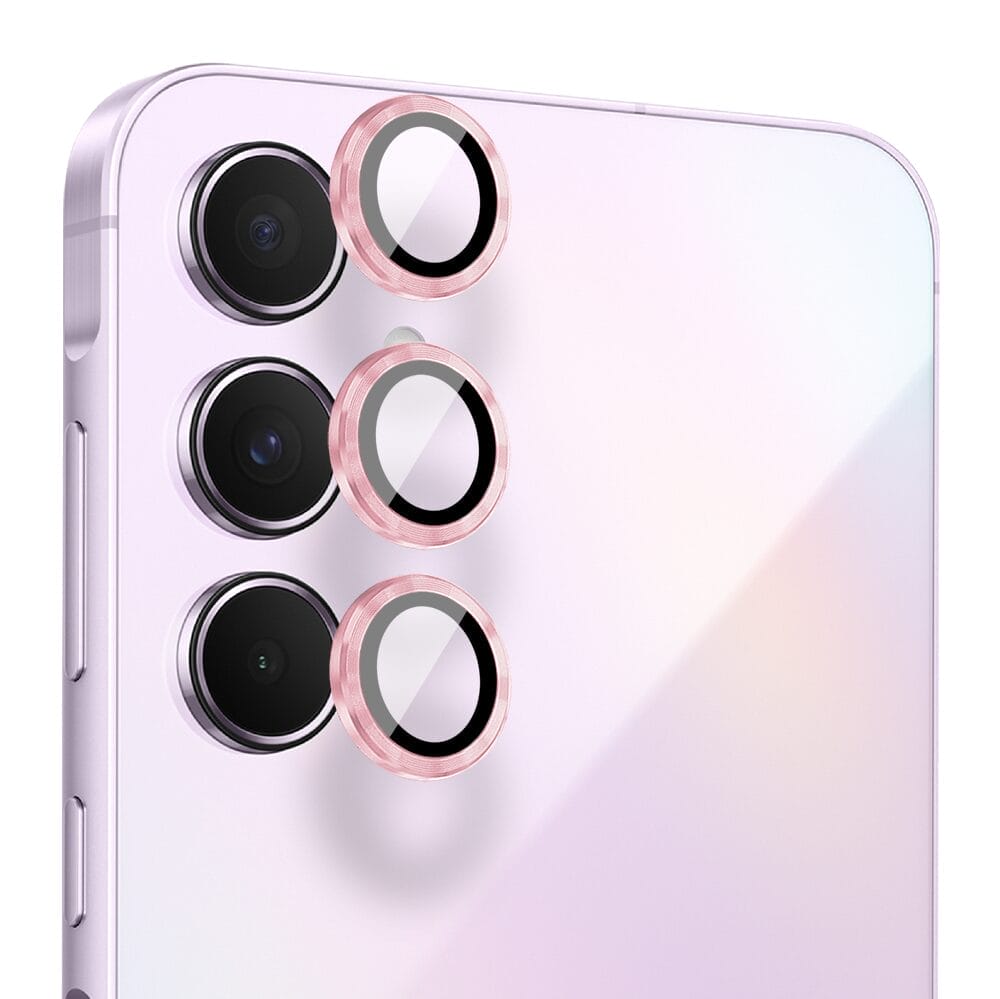 Metalowa osłona obiektywu aparatu ze szkła hartowanego 9H do Samsung Galaxy A55, 1 zestaw, różowa - obrazek 2