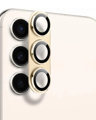 Metalowa osłona na cały aparat z wbudowanymi szkłami do Samsung S23, złota