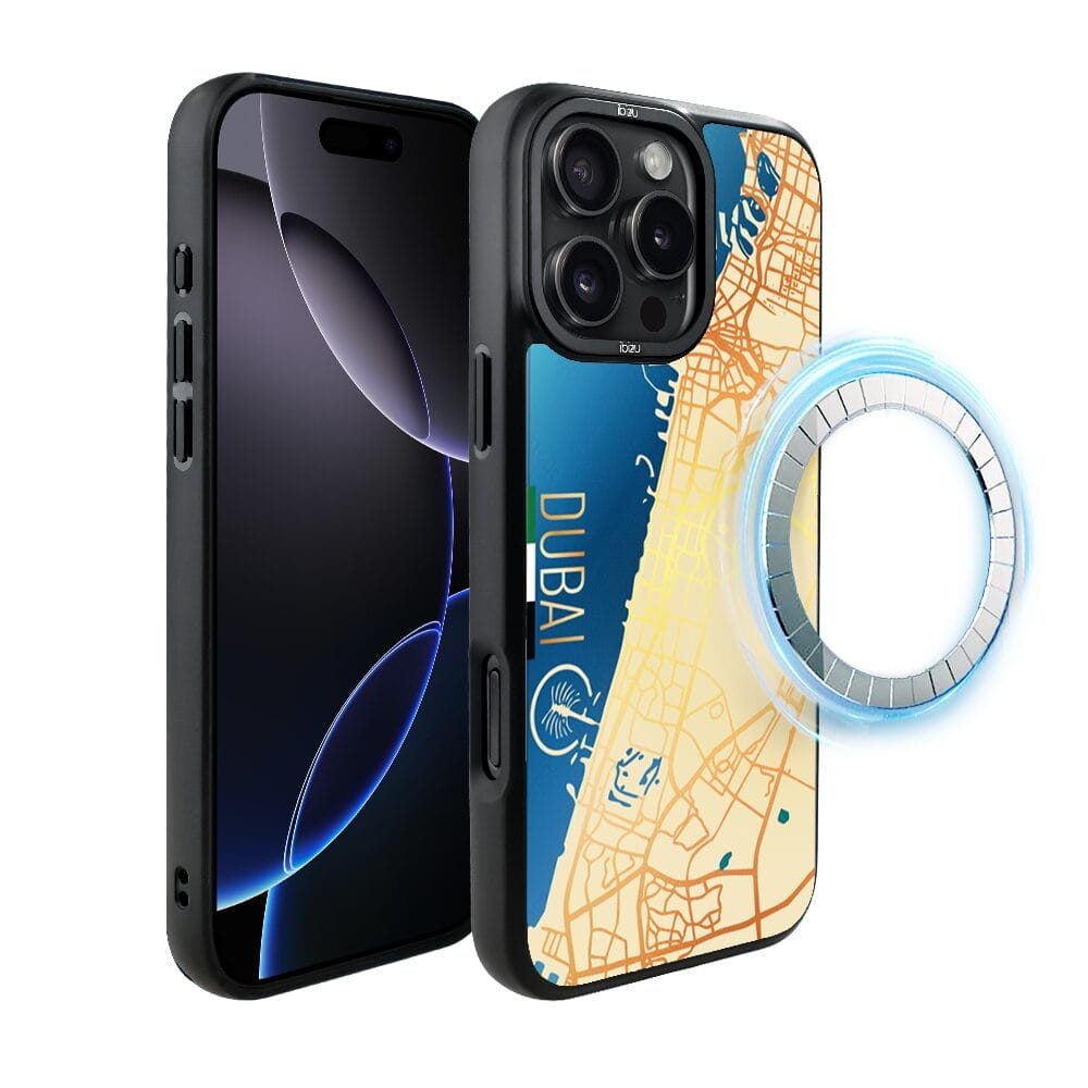 Etui do iPhone 16 Pro Max IBIZU DropGuard Matt z MagSafe, Mapy Świata, Dubai