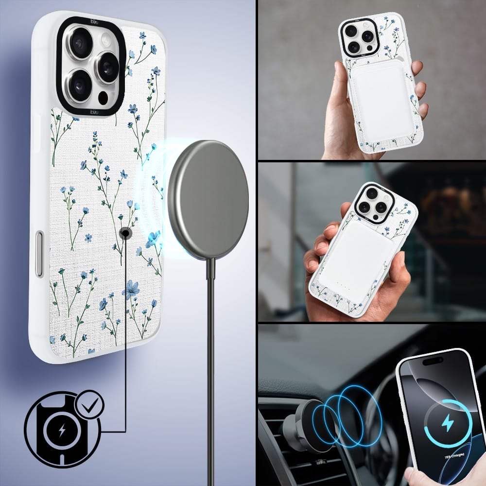 Etui do iPhone 16 Pro Max IBIZU DropGuard Matt z MagSafe, Pastel Bloom, Niebieski sen - obrazek 8