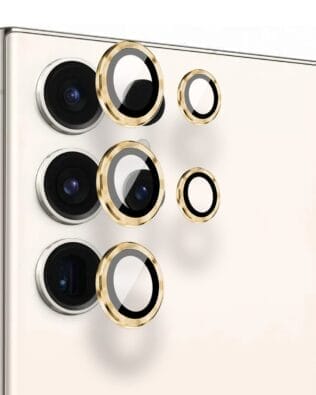 Metalowa osłona obiektywu aparatu ze szkła hartowanego 9H do Samsung Galaxy S23 Ultra, 1 zestaw, złota