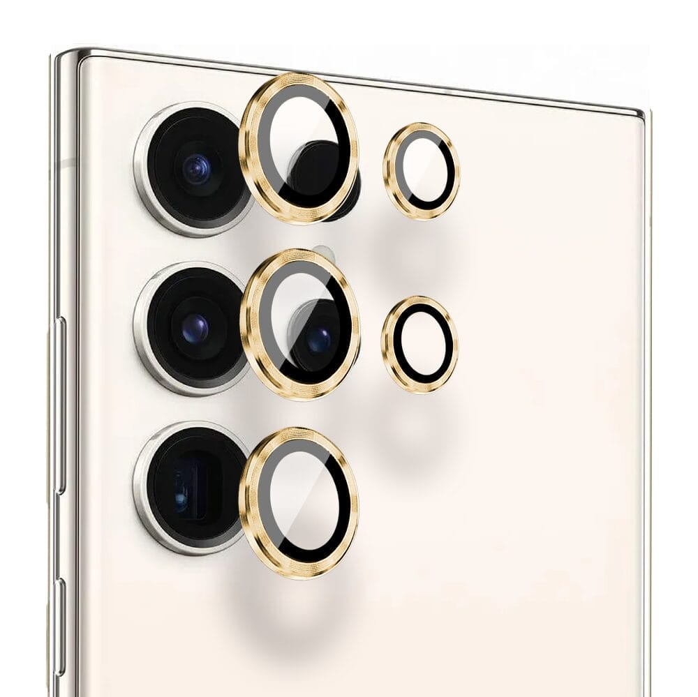 Metalowa osłona obiektywu aparatu ze szkła hartowanego 9H do Samsung Galaxy S23 Ultra, 1 zestaw, złota - obrazek 2