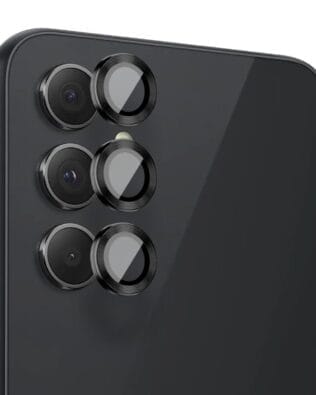 Metalowa osłona obiektywu aparatu ze szkła hartowanego 9H do Samsung Galaxy A54, 1 zestaw, czarna