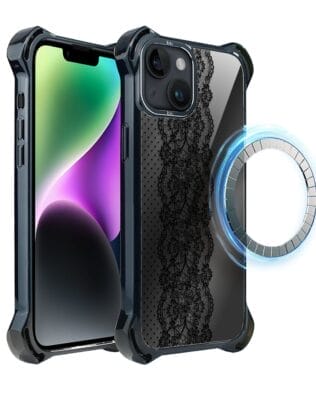 Etui do iPhone 14 Plus IBIZU DropGuard Ultra z MagSafe, Midnight, Ornamentowa koronka